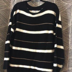 Black, white and rose gold striped sweater